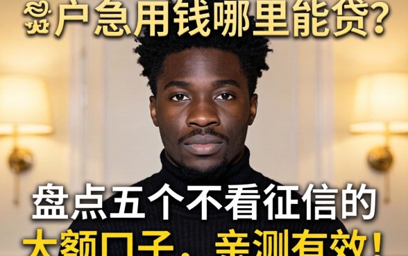 黑户急用钱哪里能贷？盘点五个不看征信的大额口子，亲测有效！