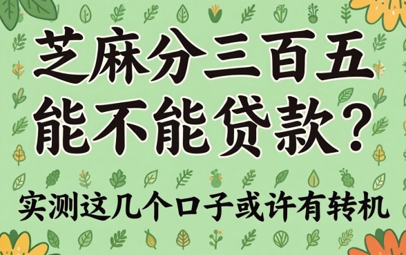 芝麻分三百五能不能贷款？实测这几个口子或许有转机