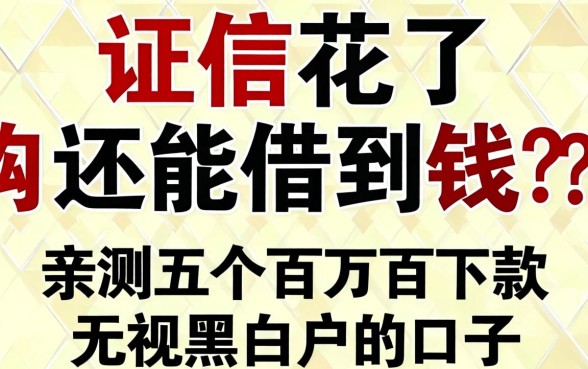 征信花了还能借到钱吗？亲测五个百分百下款无视黑白户的口子