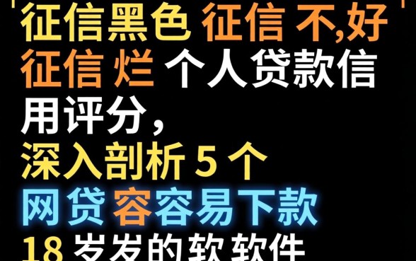 征信黑征信不好征信烂个人贷款信用评分，深入剖析5个网贷容易下款18岁的软件