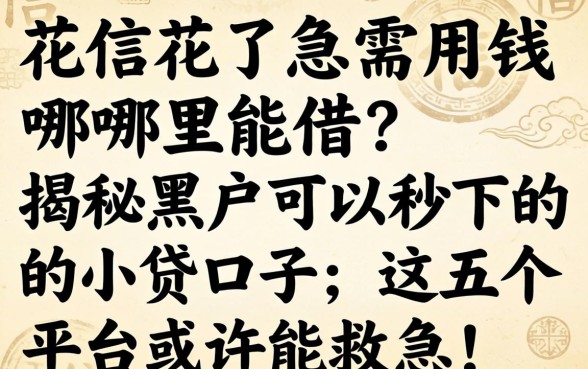 征信花了急需用钱哪里能借？揭秘黑户可以秒下的小贷口子，这五个平台或许能救急！