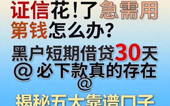 征信花了急需用钱怎么办?黑户短期借贷30天必下款真的存在吗?揭秘五大靠谱口子