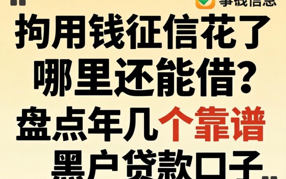急用钱征信花了哪里还能借？盘点2026年几个靠谱的黑户贷款口子