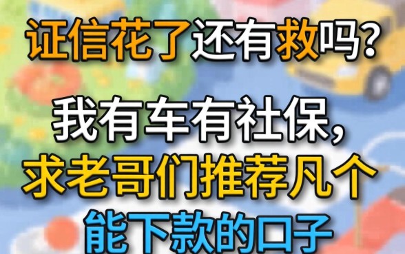 征信花了还有救吗？我有车有社保，求老哥们推荐几个能下款的口子！