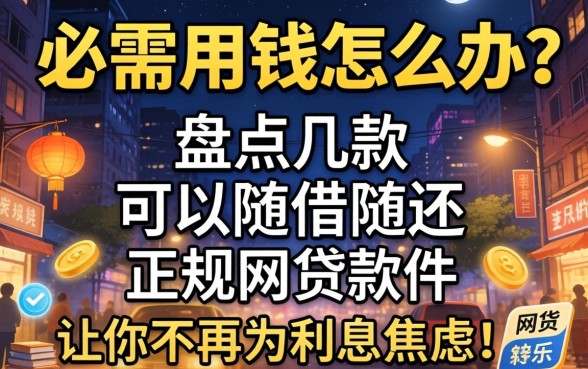 深夜急需用钱怎么办?盘点几款可以随借随还的正规网贷软件,让你不再为利息焦虑!