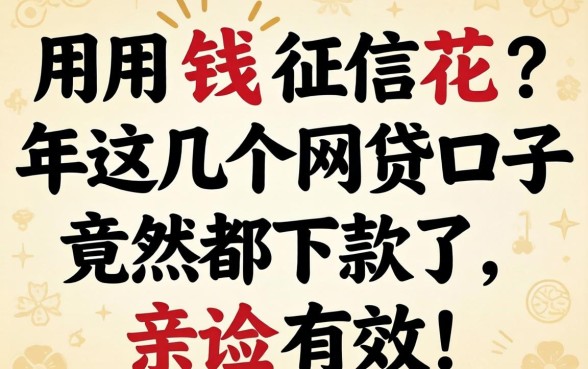 急用钱征信花?2026年这几个网贷口子竟然都下款了,亲测有效!