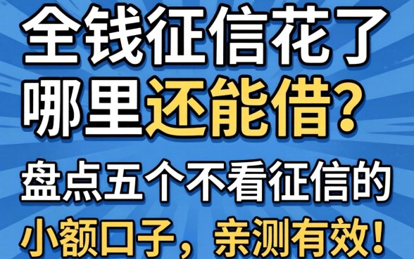 急需用钱征信花了哪里还能借？盘点五个不看征信的小额口子，亲测有效！