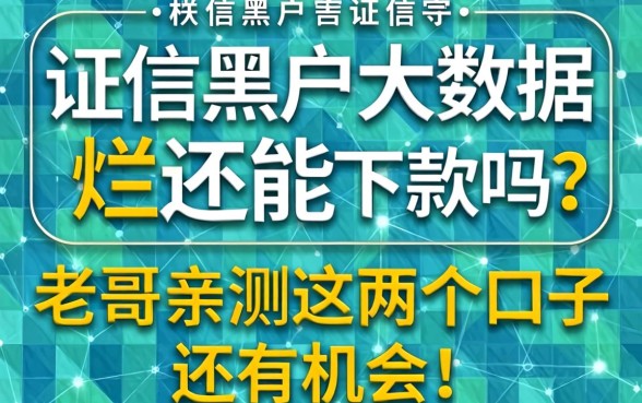 征信黑户大数据烂还能下款吗?老哥亲测这几个口子还有机会!