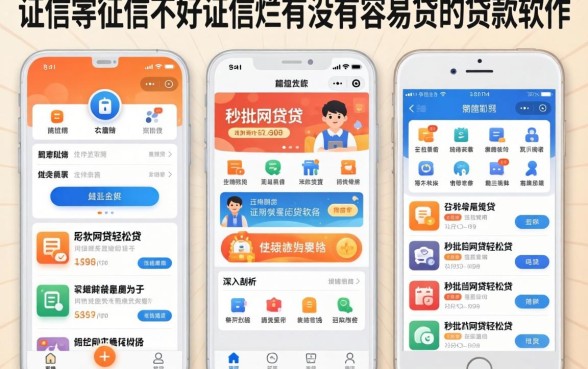 征信黑征信不好征信烂有没有容易贷的贷款软件，深入剖析五个秒批网贷轻松贷的软件