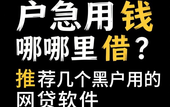 黑户急用钱哪里借？推荐几个黑户用的网贷软件