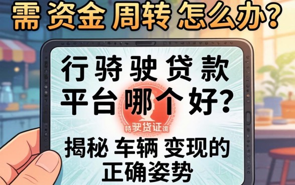 急需资金周转怎么办?行驶证贷款平台哪个好?揭秘车辆变现的正确姿势
