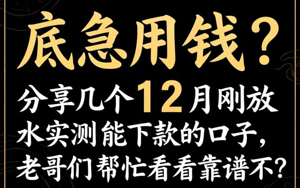 年底急用钱？分享几个12月刚放水实测能下款的口子，老哥们帮忙看看靠谱不？