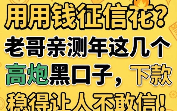 急用钱征信花？老哥亲测2026年这几个高炮黑口子，下款稳得让人不敢信！