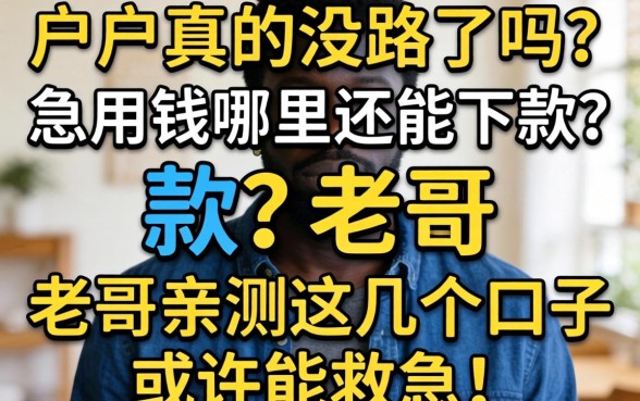 黑户真的没路了吗？急用钱哪里还能下款？老哥亲测这几个口子或许能救急！
