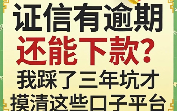 征信有逾期还能下款？我踩了三年坑才摸清这些口子平台