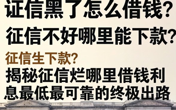 征信黑了怎么借钱？征信不好哪里能下款？揭秘征信烂哪里借钱利息最低最可靠的终极出路
