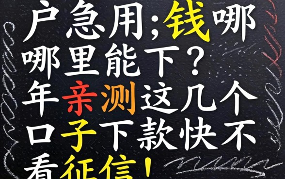 黑户急用钱哪里能下?2026年亲测这几个口子下款快不看征信!