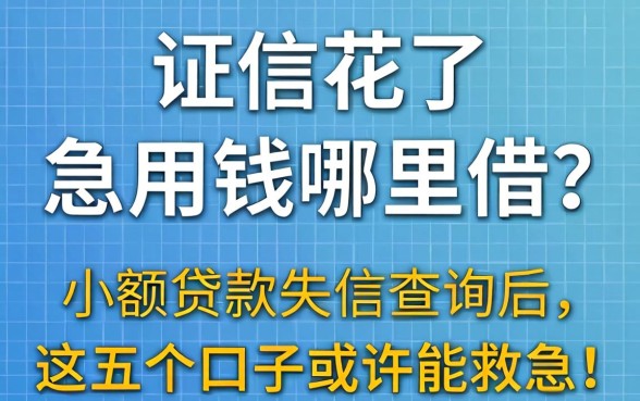 征信花了急用钱哪里借？小额贷款失信查询后，这五个口子或许能救急！