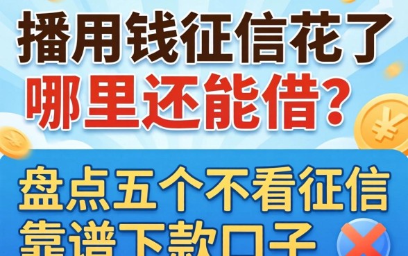 急用钱征信花了哪里还能借？盘点五个不看征信靠谱下款的口子