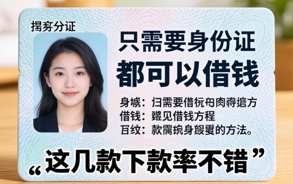 揭秘只需要身份证都可以借钱的方法,这几款下款率不错