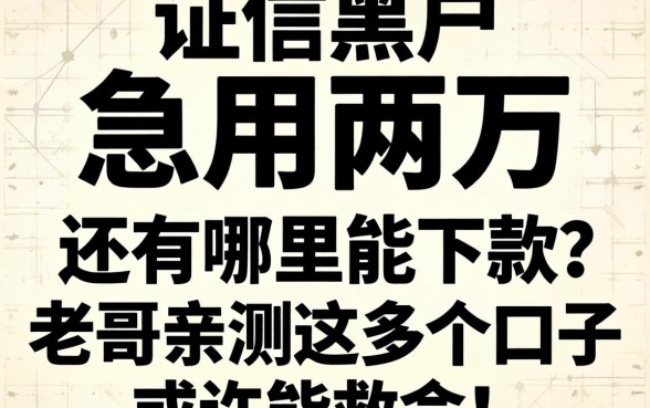 征信黑户急用两万,还有哪里能下款?老哥亲测这几个口子或许能救命!