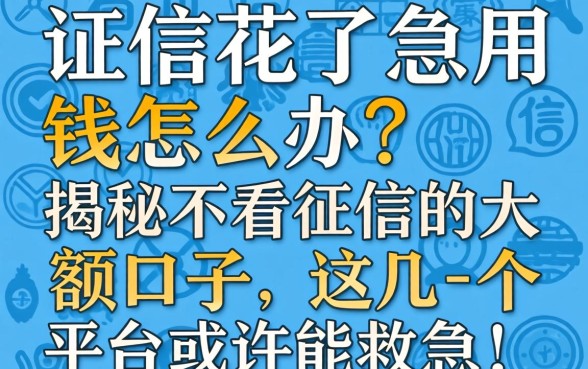 征信花了急用钱怎么办?揭秘不看征信的大额口子,这几个平台或许能救急!