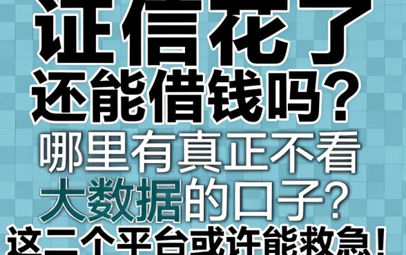 征信花了还能借钱吗？哪里有真正不看大数据的口子？这几个平台或许能救急！