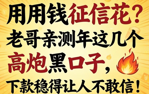 急用钱征信花？老哥亲测2026年这几个高炮黑口子，下款稳得让人不敢信！