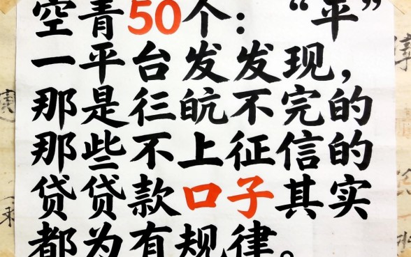 我翻了50个平台发现，那些不上征信的贷款口子其实都有规律