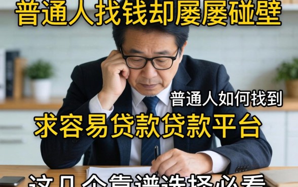 急需用钱却屡屡碰壁？普通人如何找到求容易贷款的贷款平台？这几个靠谱选择必看