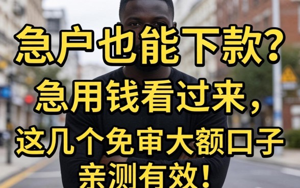 黑户也能下款？急用钱看过来，这几个免审大额口子亲测有效！