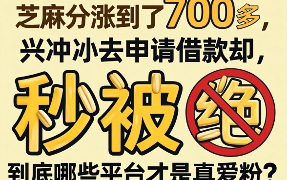 芝麻分涨到了700多，兴冲冲去申请借款却秒被拒，到底哪些平台才是真爱粉？