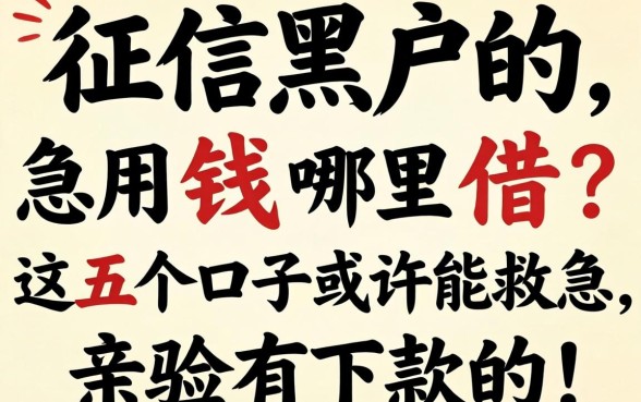 征信黑户急用钱哪里借?这五个口子或许能救急,亲测有下款的!