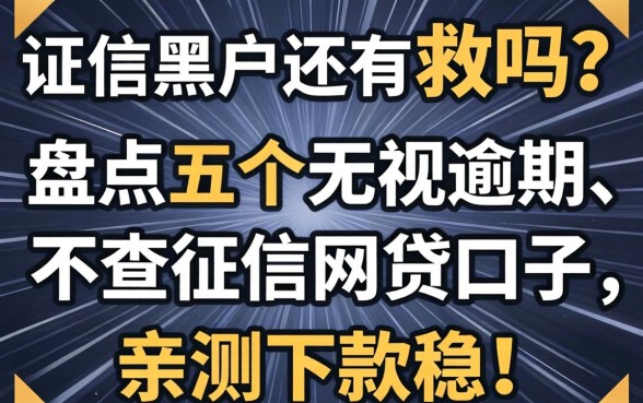 征信黑户还有救吗？盘点五个无视逾期、不查征信的网贷口子，亲测下款稳！