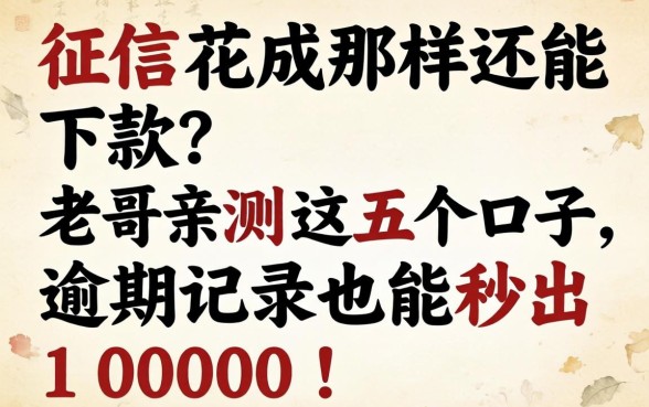 征信花成那样还能下款？老哥亲测这五个口子，逾期记录也能秒出10000！