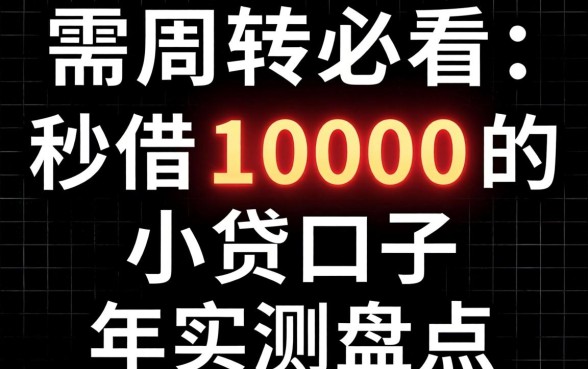 急需周转必看：秒借1000的小贷口子2026年实测盘点