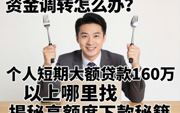 急需资金周转怎么办?个人短期大额贷款160万以上哪里找?揭秘高额度下款秘籍