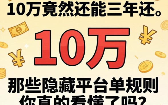 我借了10万竟然还能三年还，那些隐藏的平台规则你真的看懂了吗