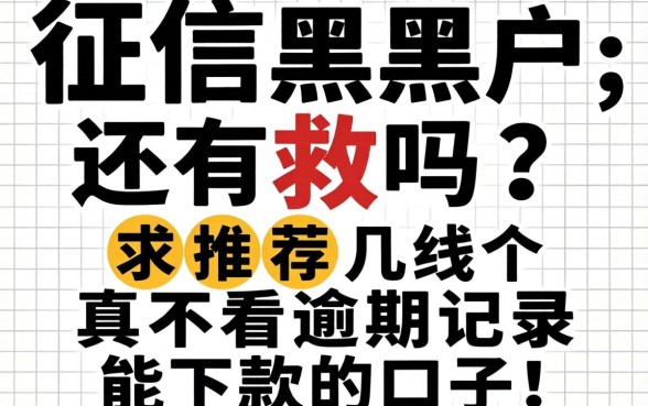 征信黑户还有救吗？求推荐几个真不看逾期记录能下款的口子！