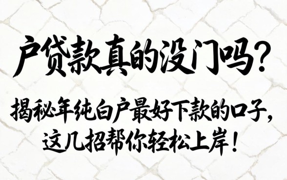 纯白户贷款真的没门吗？揭秘2026年纯白户最好下款的口子，这几招帮你轻松上岸！