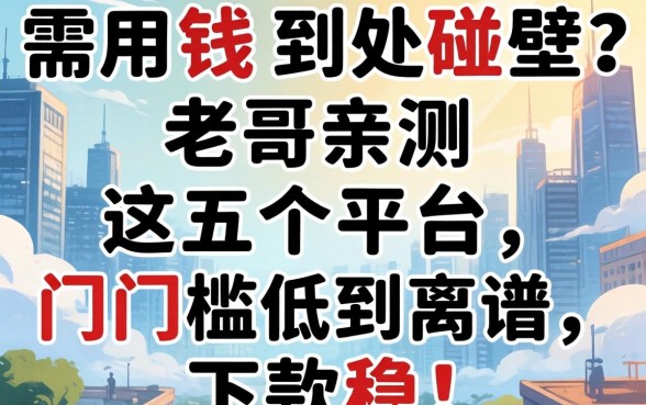 急需用钱到处碰壁?老哥亲测这五个平台,门槛低到离谱,下款稳!