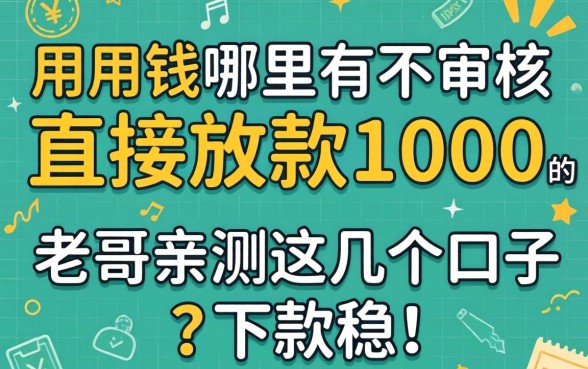 急用钱哪里有不审核直接放款1000的？老哥亲测这几个口子下款稳！