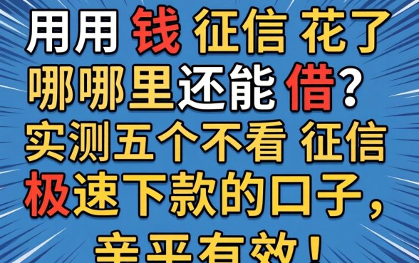急用钱征信花了哪里还能借？实测五个不看征信极速下款的口子，亲测有效！
