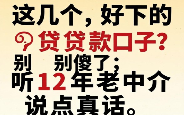求几个好下的贷款口子？别傻了，听12年老中介说点真话