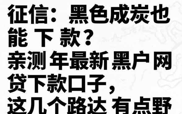 征信黑成炭也能下款？亲测2026年最新黑户网贷下款口子，这几个路子有点野