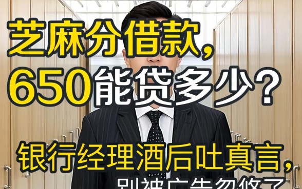 芝麻分借款650能贷多少？银行经理酒后吐真言，别被广告忽悠了