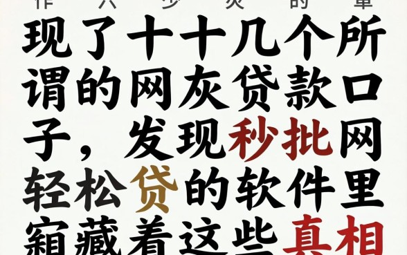 我试了十几个所谓的网灰贷款口子，发现秒批网贷轻松贷的软件里藏着这些真相
