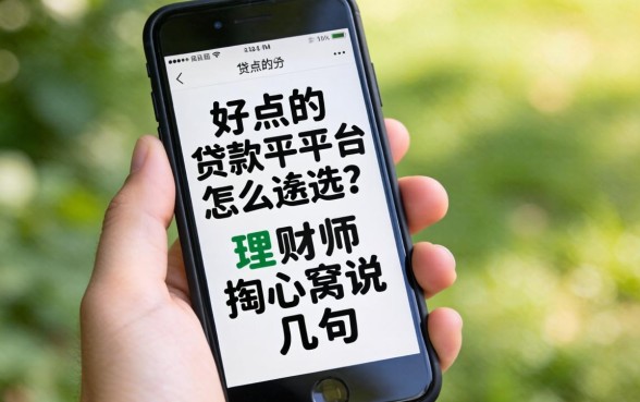 手机好点的贷款平台怎么选？理财师掏心窝说几句