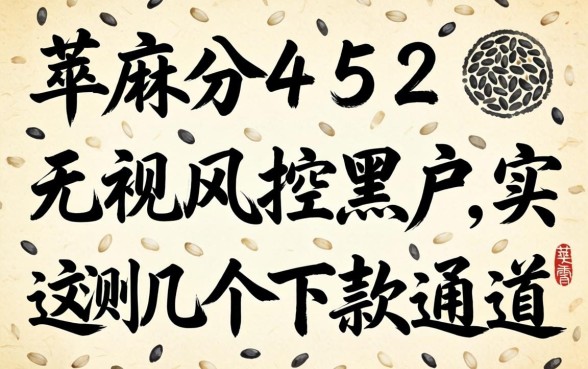 芝麻分452无视风控黑户，实测这几个下款通道