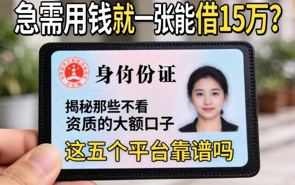 真的假的？急需用钱就一张身份证能借15万？揭秘那些不看资质的大额口子，这五个平台靠谱吗？